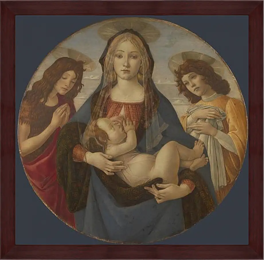 Картина в раме - The Virgin and Child with Saint John and an Angel. Сандро Боттичелли