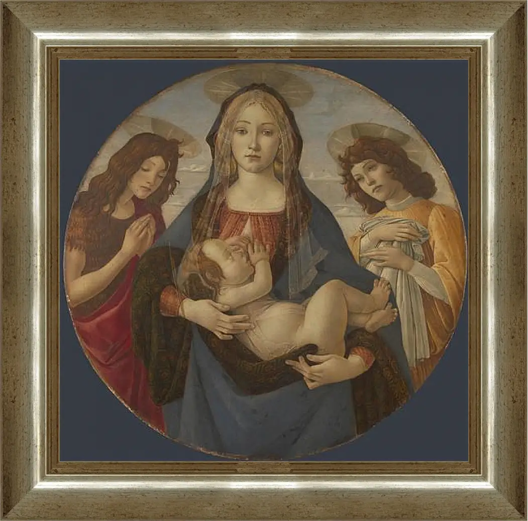 Картина в раме - The Virgin and Child with Saint John and an Angel. Сандро Боттичелли