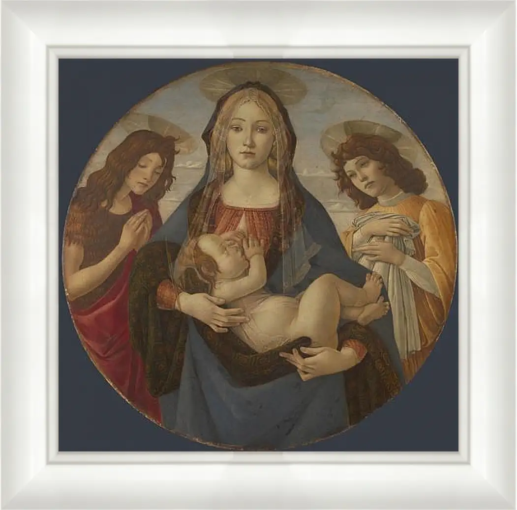 Картина в раме - The Virgin and Child with Saint John and an Angel. Сандро Боттичелли