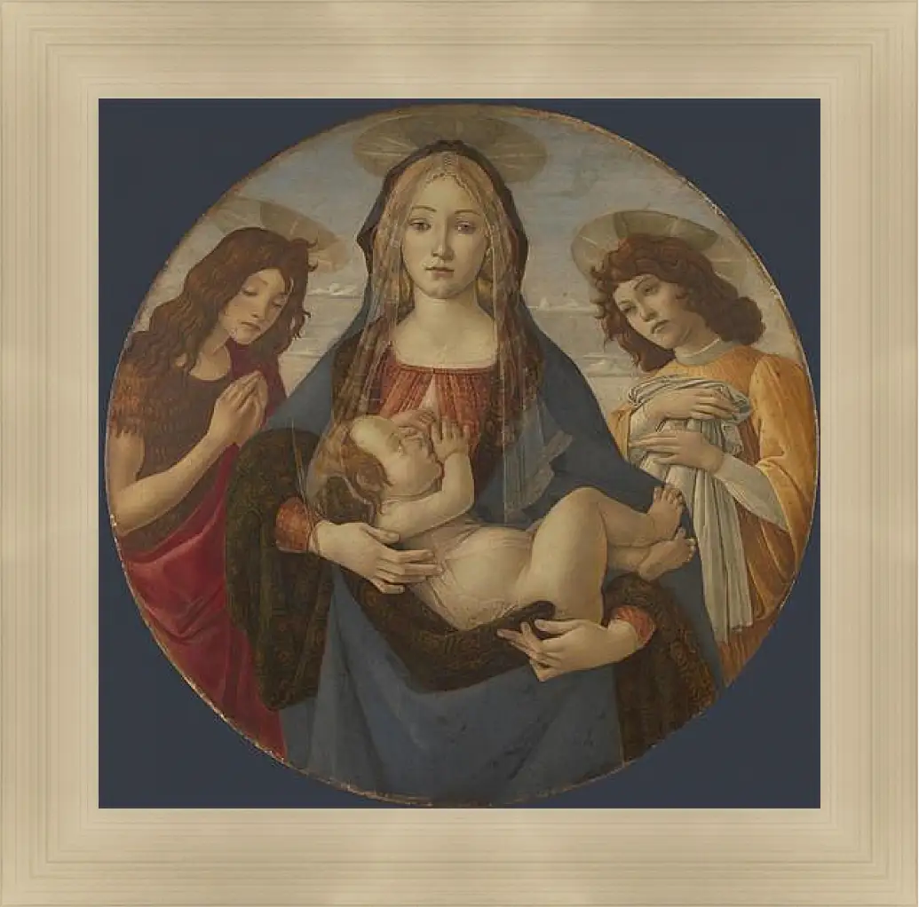 Картина в раме - The Virgin and Child with Saint John and an Angel. Сандро Боттичелли