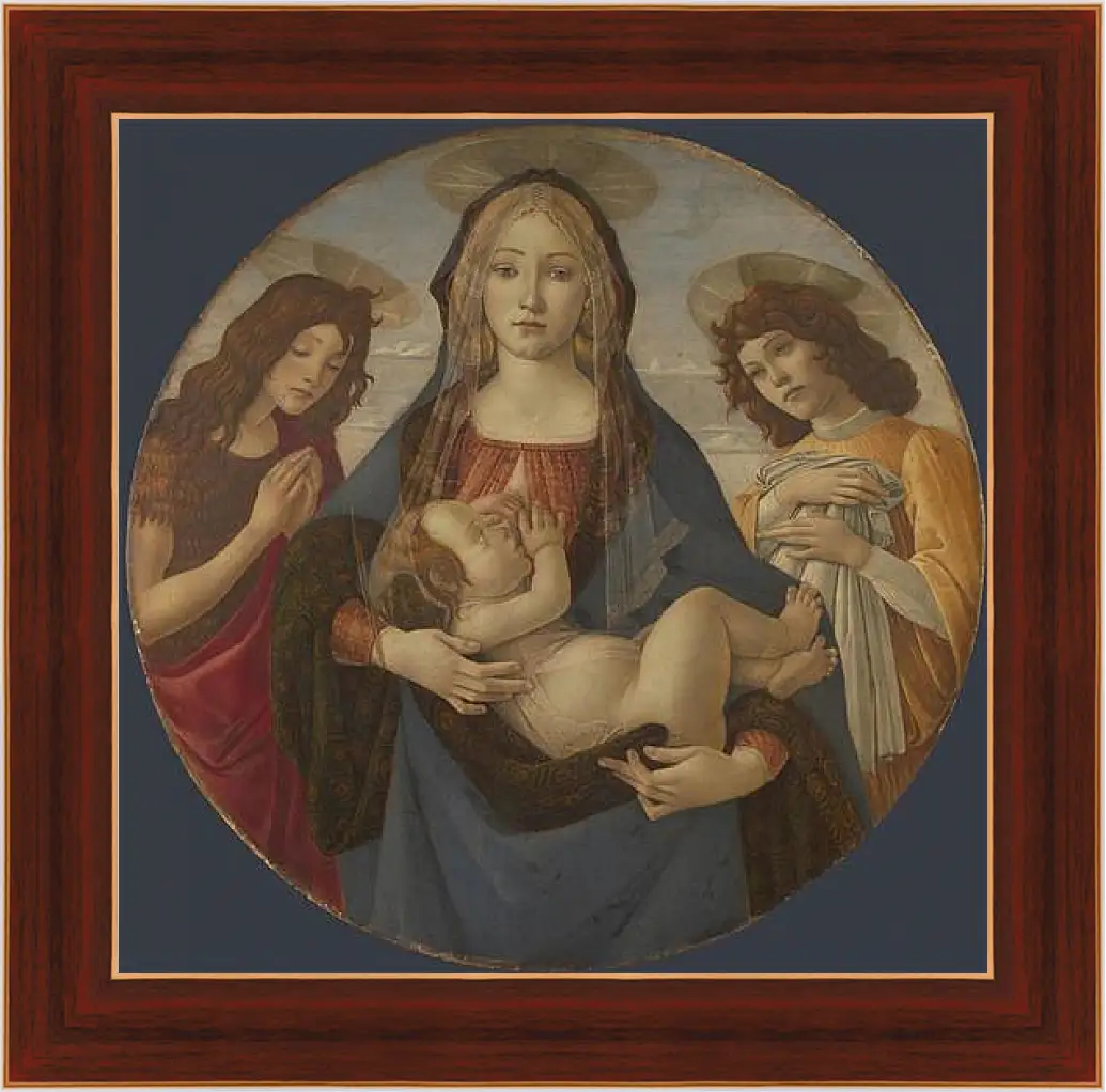 Картина в раме - The Virgin and Child with Saint John and an Angel. Сандро Боттичелли