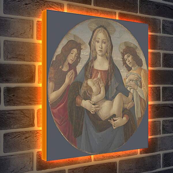 Лайтбокс световая панель - The Virgin and Child with Saint John and an Angel. Сандро Боттичелли
