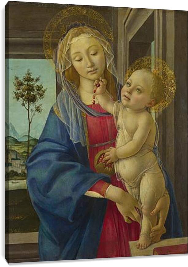Постер и плакат - The Virgin and Child with a Pomegranate. Сандро Боттичелли