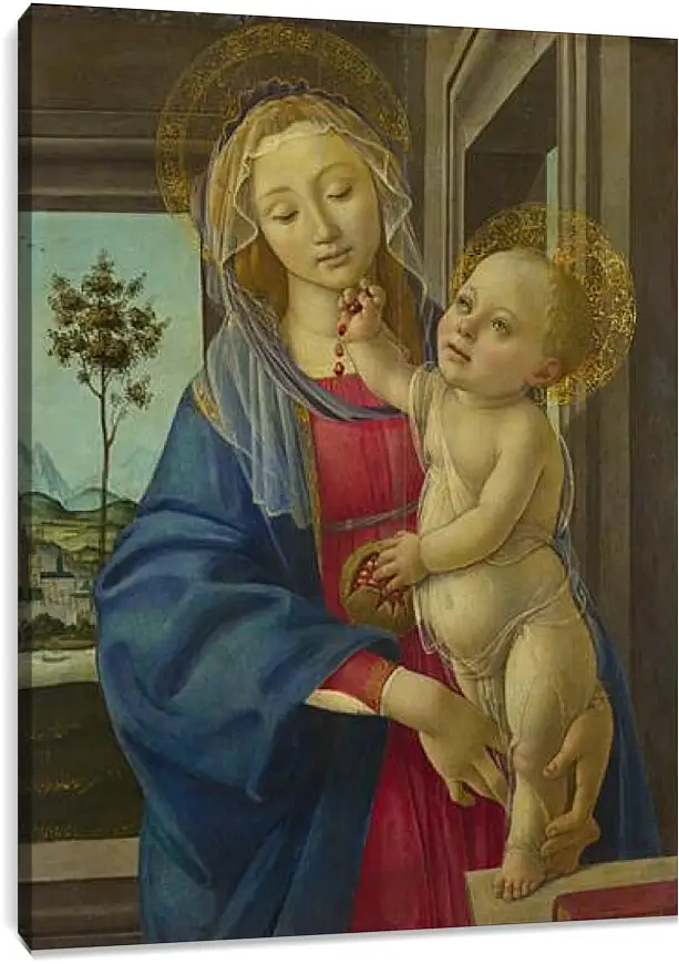 Постер и плакат - The Virgin and Child with a Pomegranate. Сандро Боттичелли