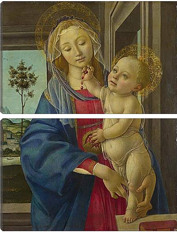 Модульная картина - The Virgin and Child with a Pomegranate. Сандро Боттичелли