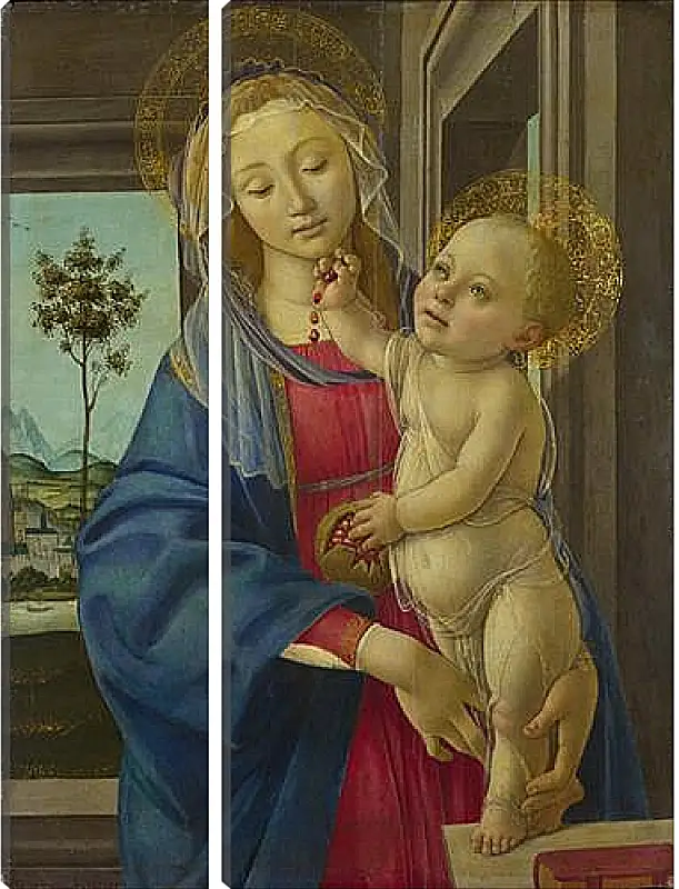 Модульная картина - The Virgin and Child with a Pomegranate. Сандро Боттичелли