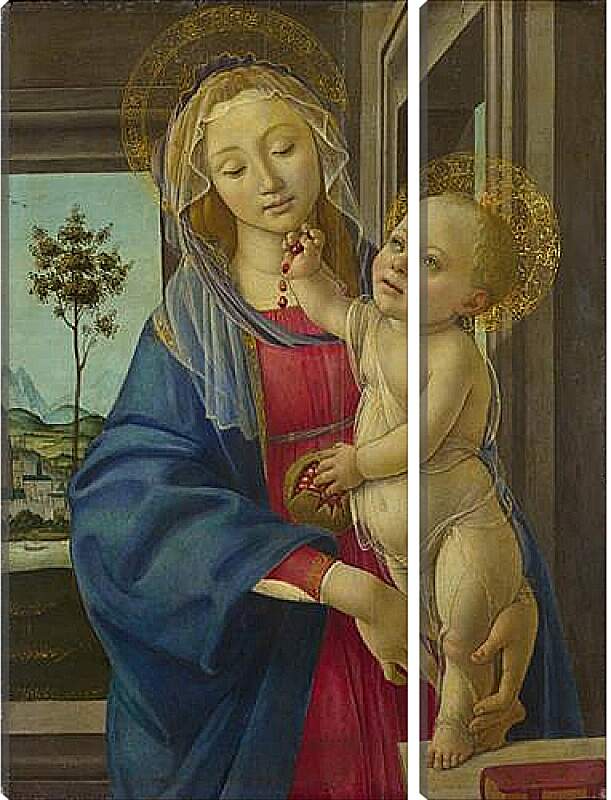 Модульная картина - The Virgin and Child with a Pomegranate. Сандро Боттичелли