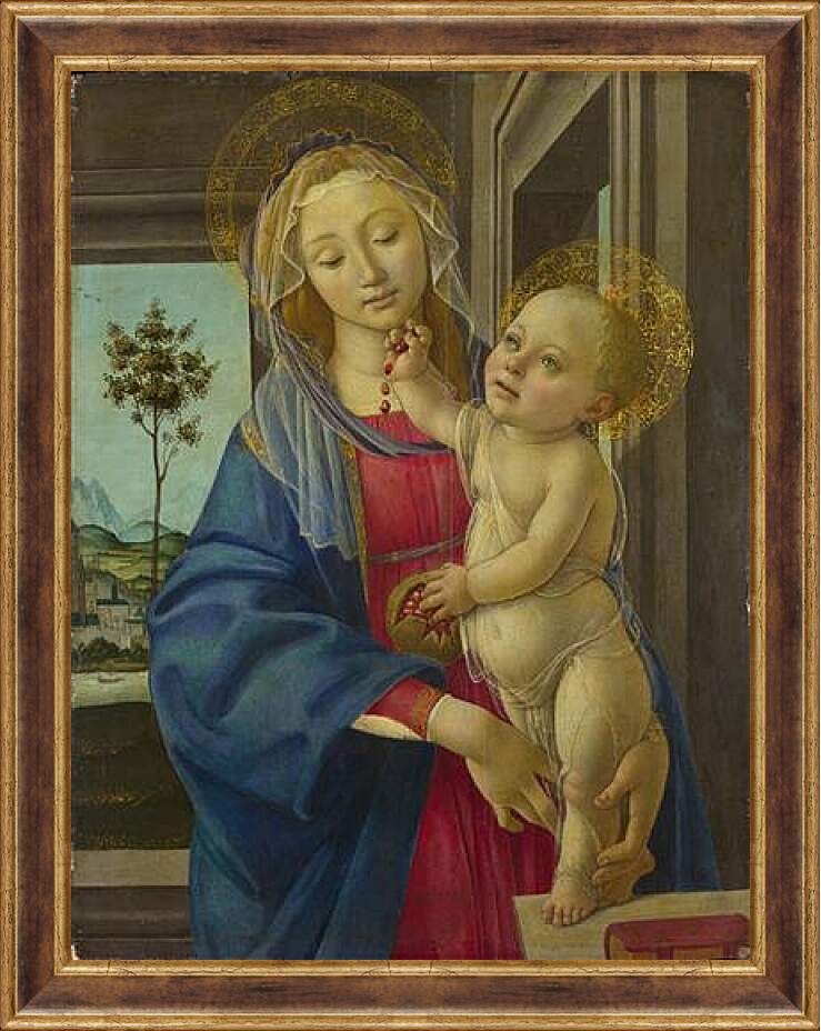 Картина в раме - The Virgin and Child with a Pomegranate. Сандро Боттичелли