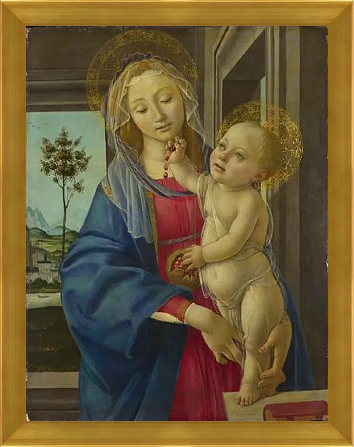 Картина в раме - The Virgin and Child with a Pomegranate. Сандро Боттичелли