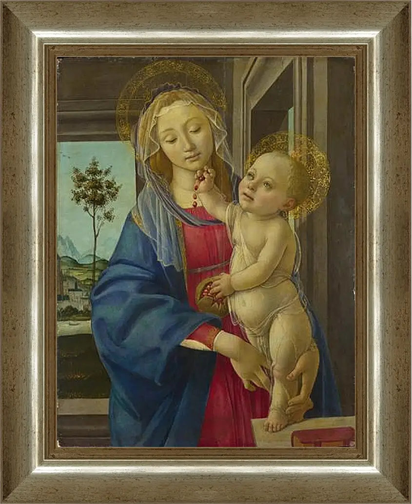 Картина в раме - The Virgin and Child with a Pomegranate. Сандро Боттичелли