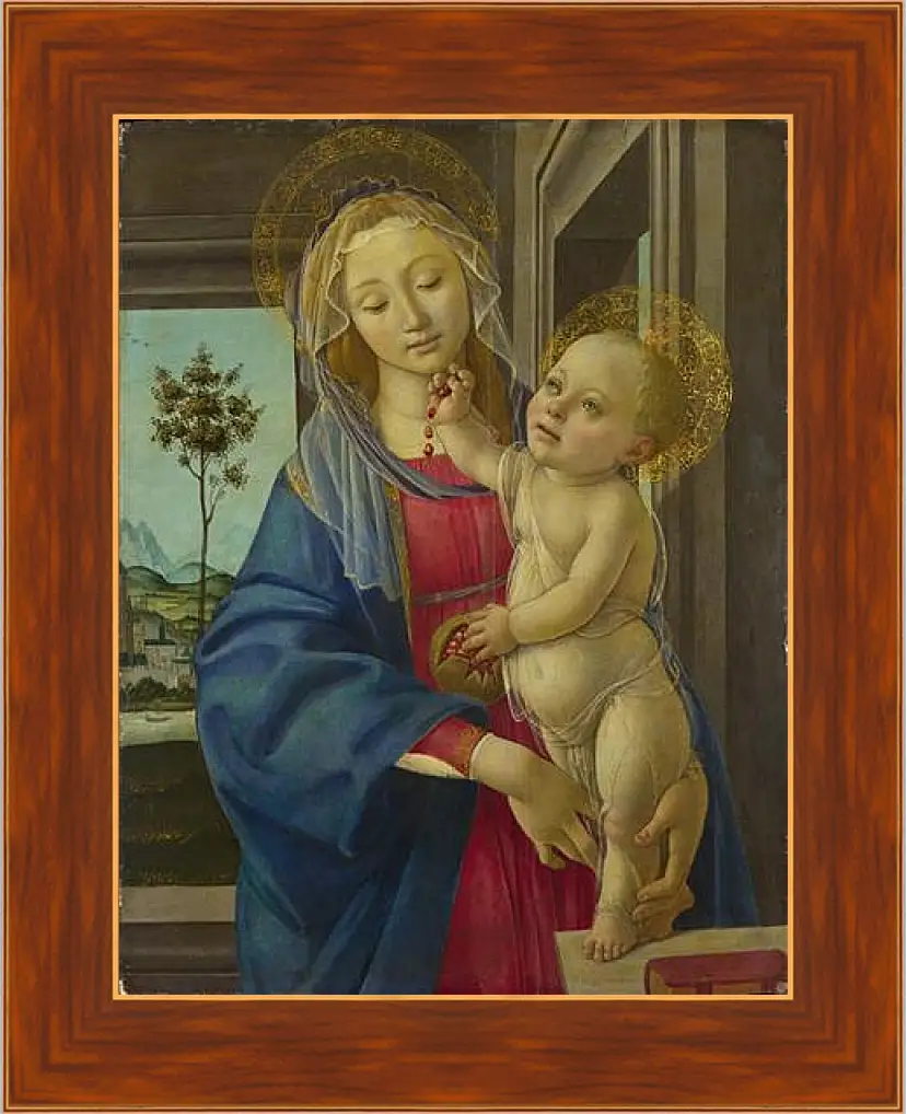 Картина в раме - The Virgin and Child with a Pomegranate. Сандро Боттичелли