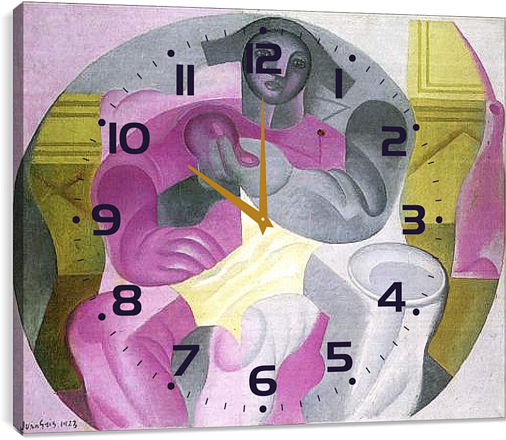 Часы картина - Seated Harlequin. Хуан Грис