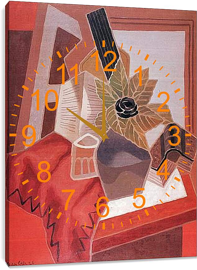Часы картина - Flower on a Table. Хуан Грис
