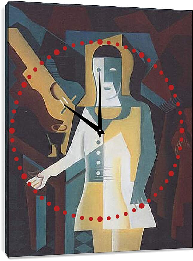 Часы картина - Pierrot. Хуан Грис