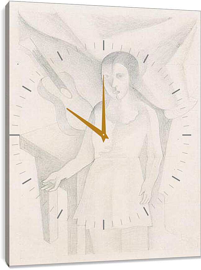 Часы картина - Jeune fille et guitare. Хуан Грис