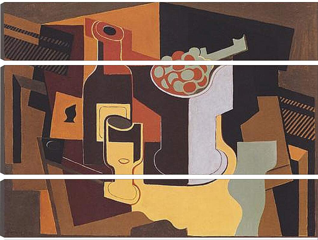 Модульная картина - Flasche und Obstschale. Хуан Грис