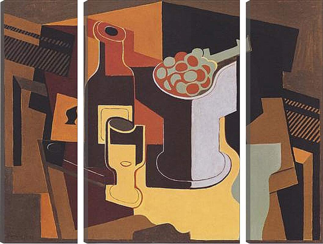 Модульная картина - Flasche und Obstschale. Хуан Грис