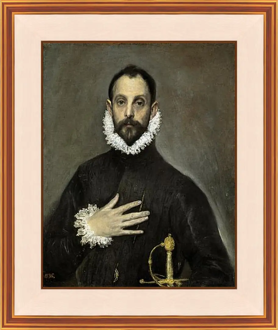 Картина в раме - The Nobleman with his Hand on his Chest. Эль Греко
