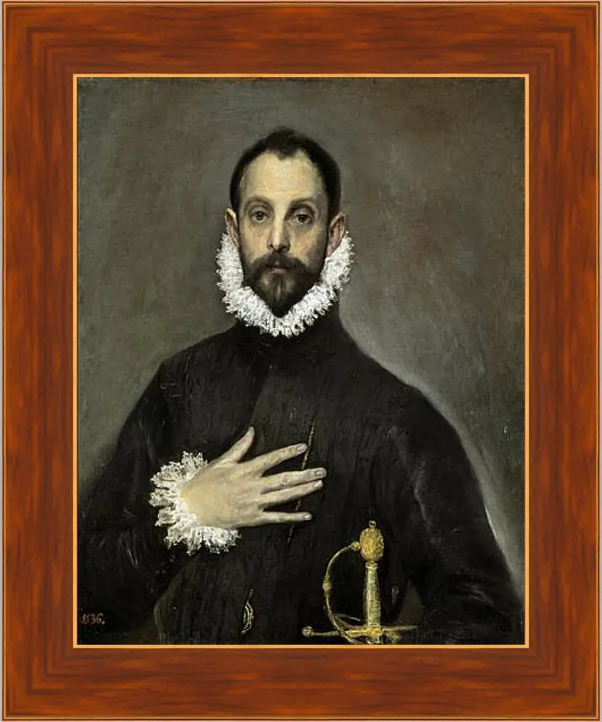 Картина в раме - The Nobleman with his Hand on his Chest. Эль Греко