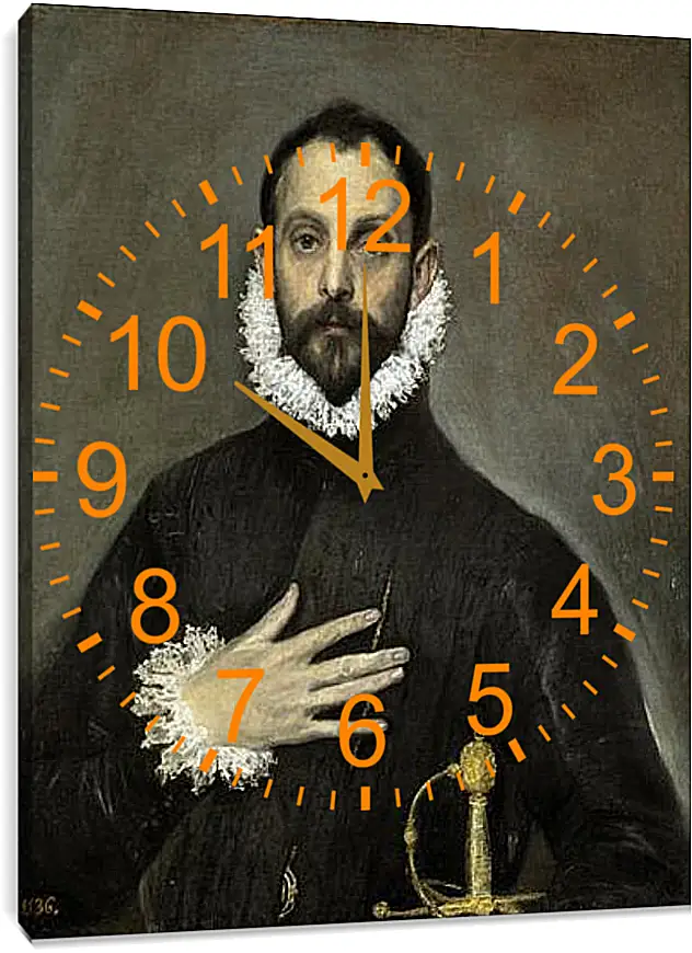 Часы картина - The Nobleman with his Hand on his Chest. Эль Греко