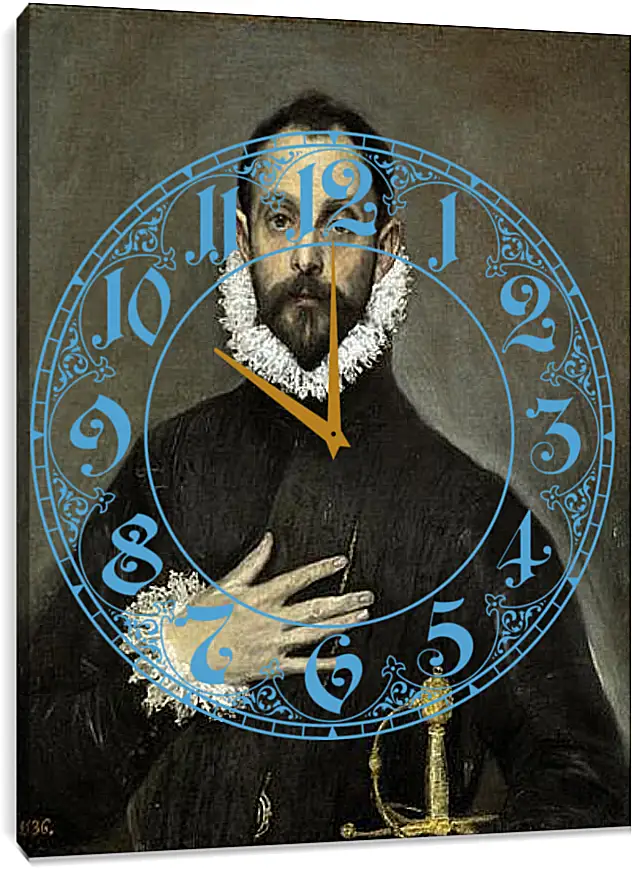 Часы картина - The Nobleman with his Hand on his Chest. Эль Греко