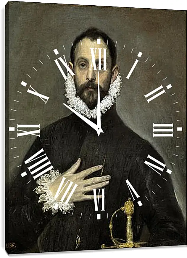 Часы картина - The Nobleman with his Hand on his Chest. Эль Греко
