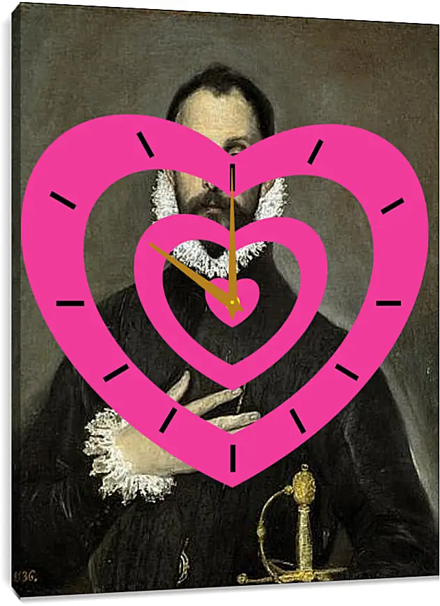 Часы картина - The Nobleman with his Hand on his Chest. Эль Греко