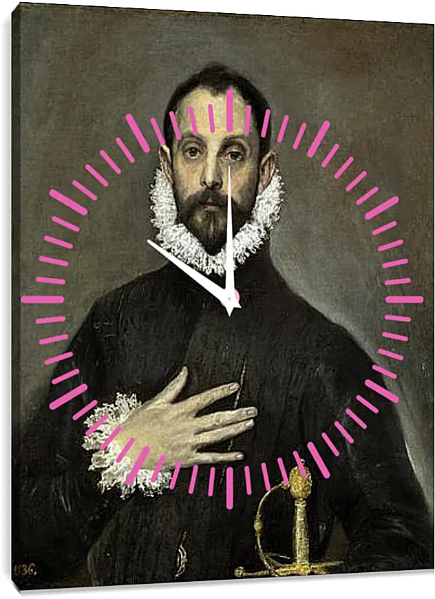 Часы картина - The Nobleman with his Hand on his Chest. Эль Греко