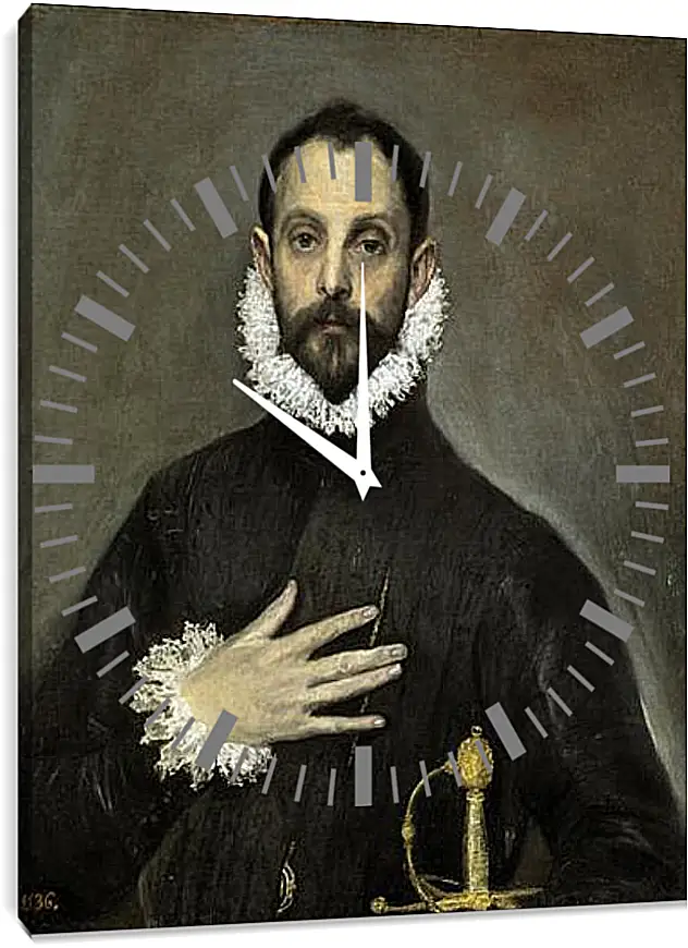 Часы картина - The Nobleman with his Hand on his Chest. Эль Греко