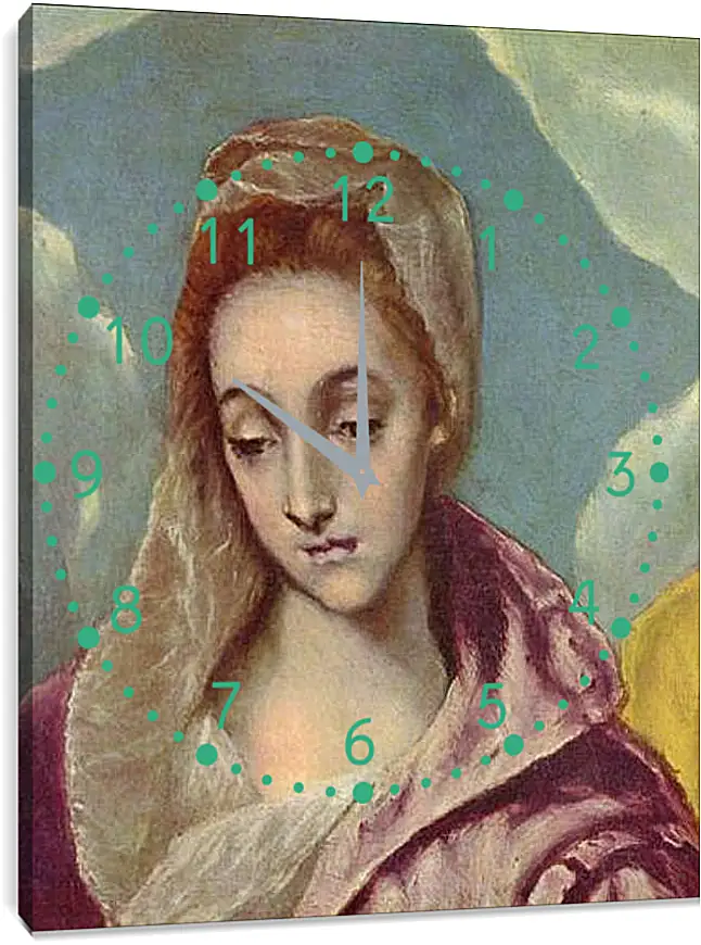 Часы картина - Heilige Familie mit der Hl. Anna (Detail). Эль Греко