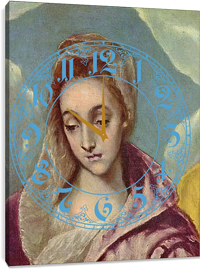 Часы картина - Heilige Familie mit der Hl. Anna (Detail). Эль Греко