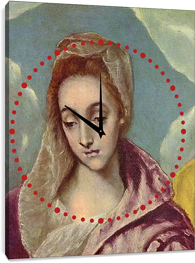 Часы картина - Heilige Familie mit der Hl. Anna (Detail). Эль Греко