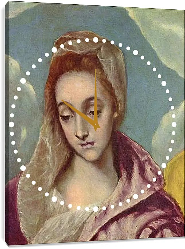 Часы картина - Heilige Familie mit der Hl. Anna (Detail). Эль Греко