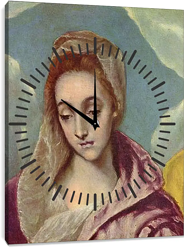 Часы картина - Heilige Familie mit der Hl. Anna (Detail). Эль Греко