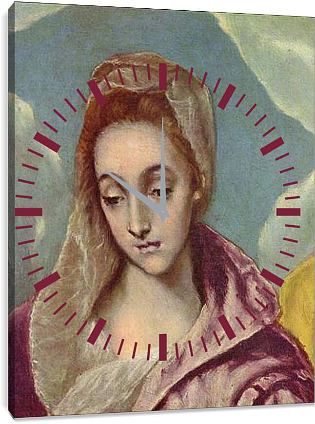 Часы картина - Heilige Familie mit der Hl. Anna (Detail). Эль Греко