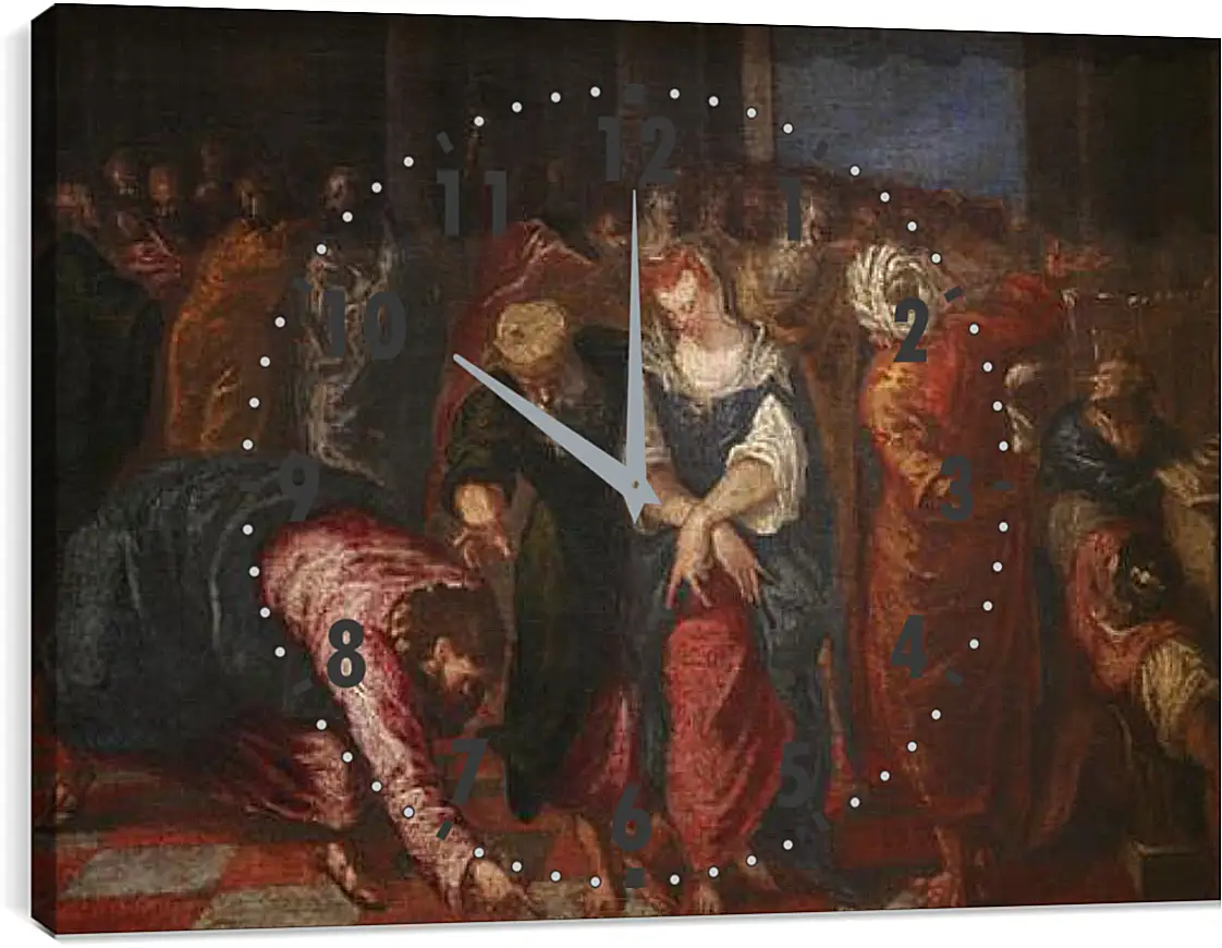 Часы картина - Christ and the Adulterous Woman. Эль Греко