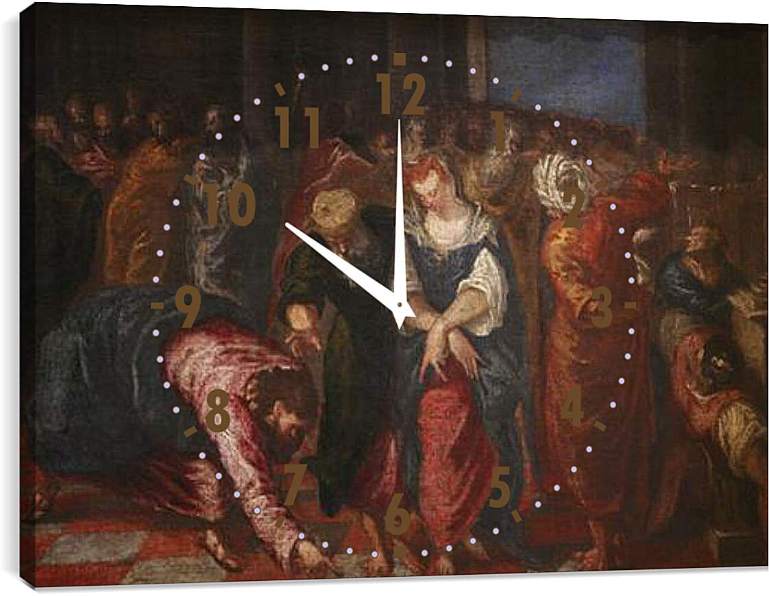 Часы картина - Christ and the Adulterous Woman. Эль Греко