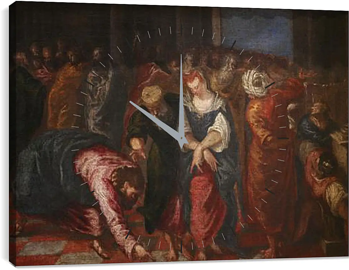 Часы картина - Christ and the Adulterous Woman. Эль Греко
