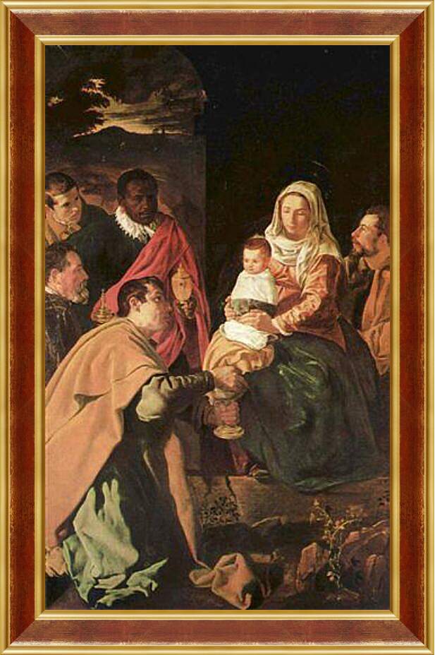 Картина в раме - Anbetung der Heiligen Drei Konige (Epiphanias). Эль Греко