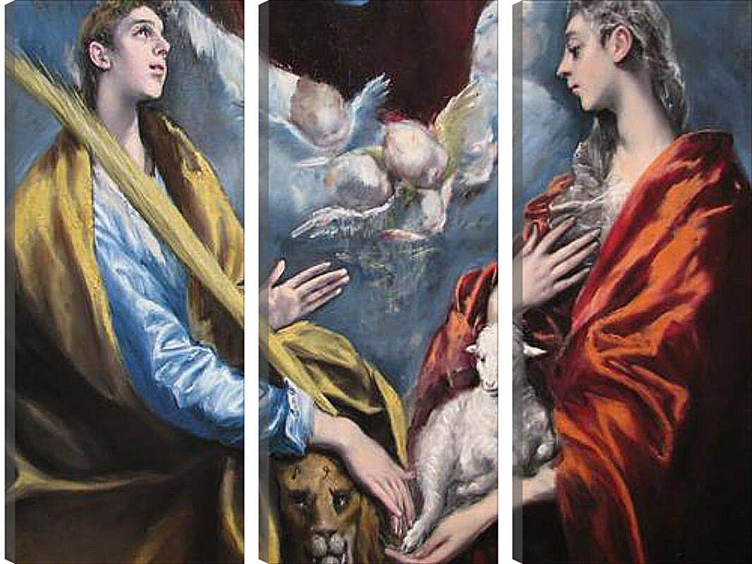 Модульная картина - Madonna and Child With Saint Martina and Saint Agnes. Эль Греко