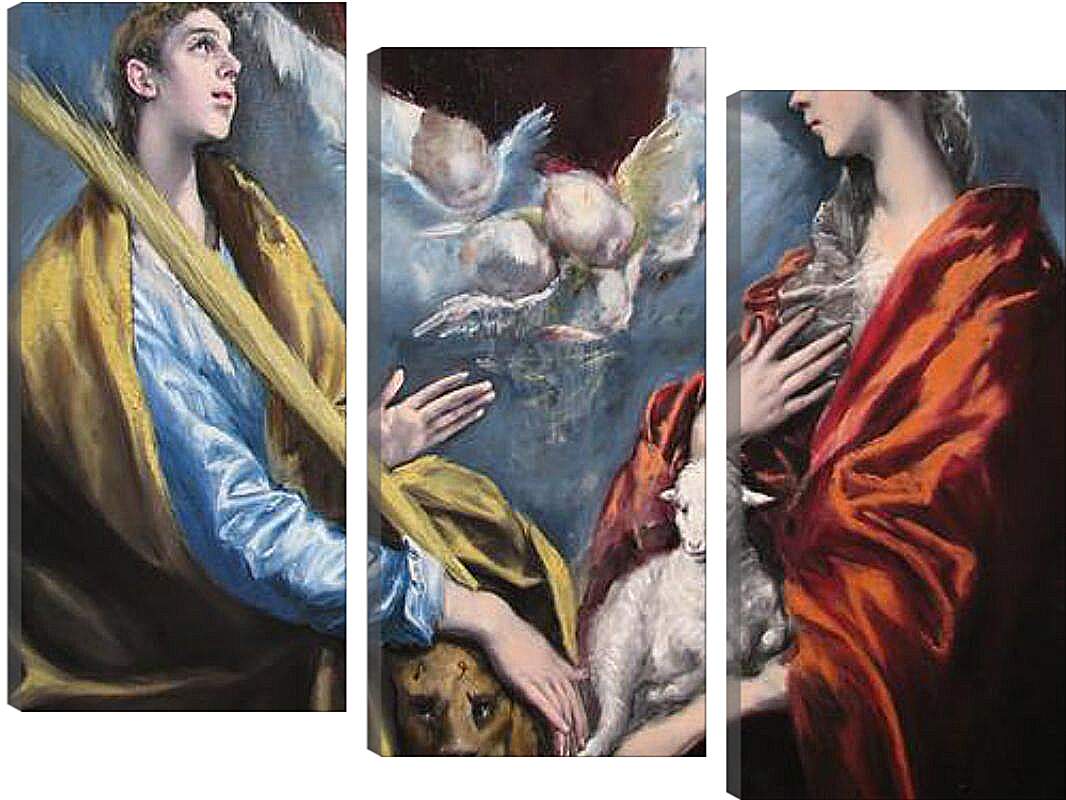 Модульная картина - Madonna and Child With Saint Martina and Saint Agnes. Эль Греко