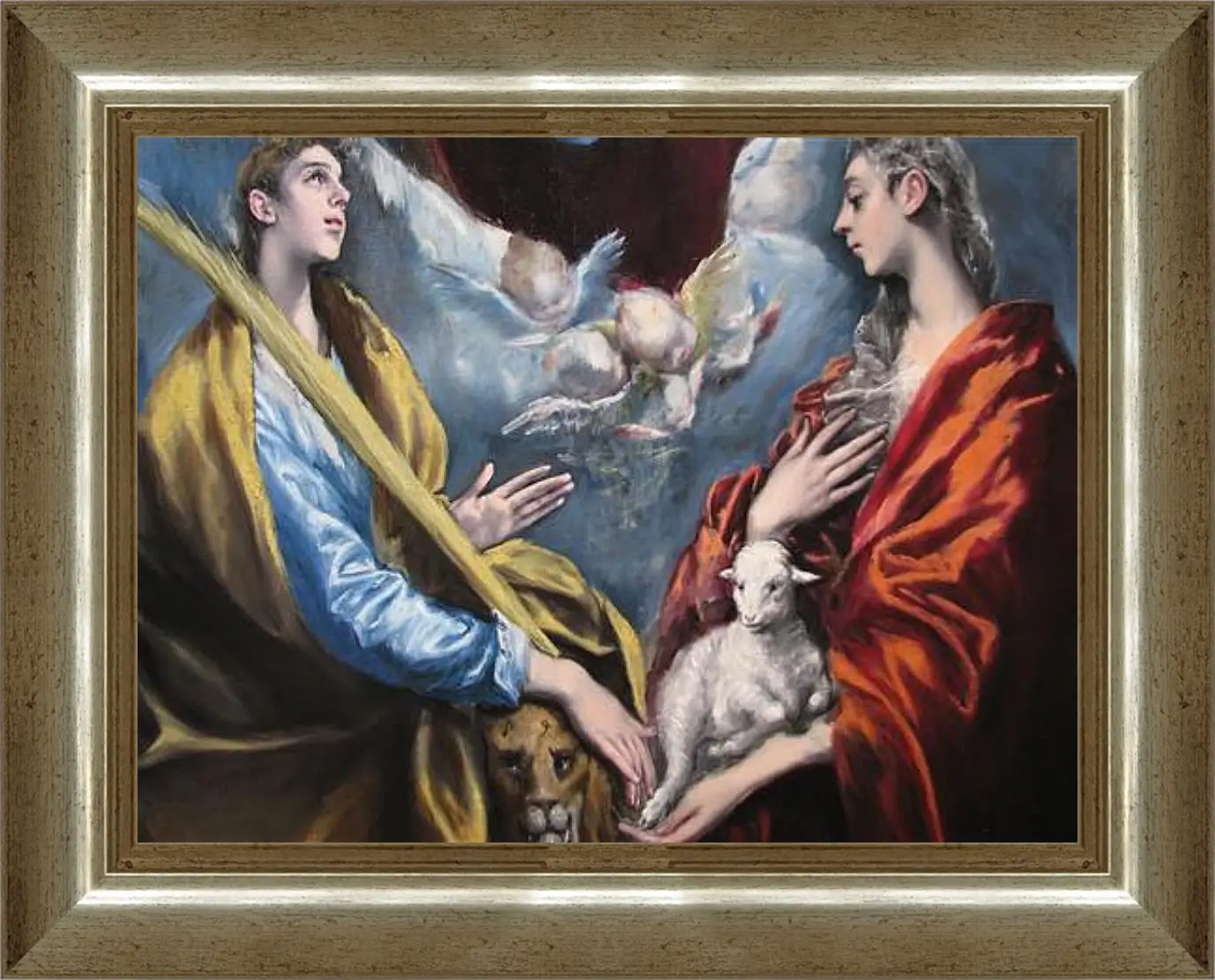 Картина в раме - Madonna and Child With Saint Martina and Saint Agnes. Эль Греко