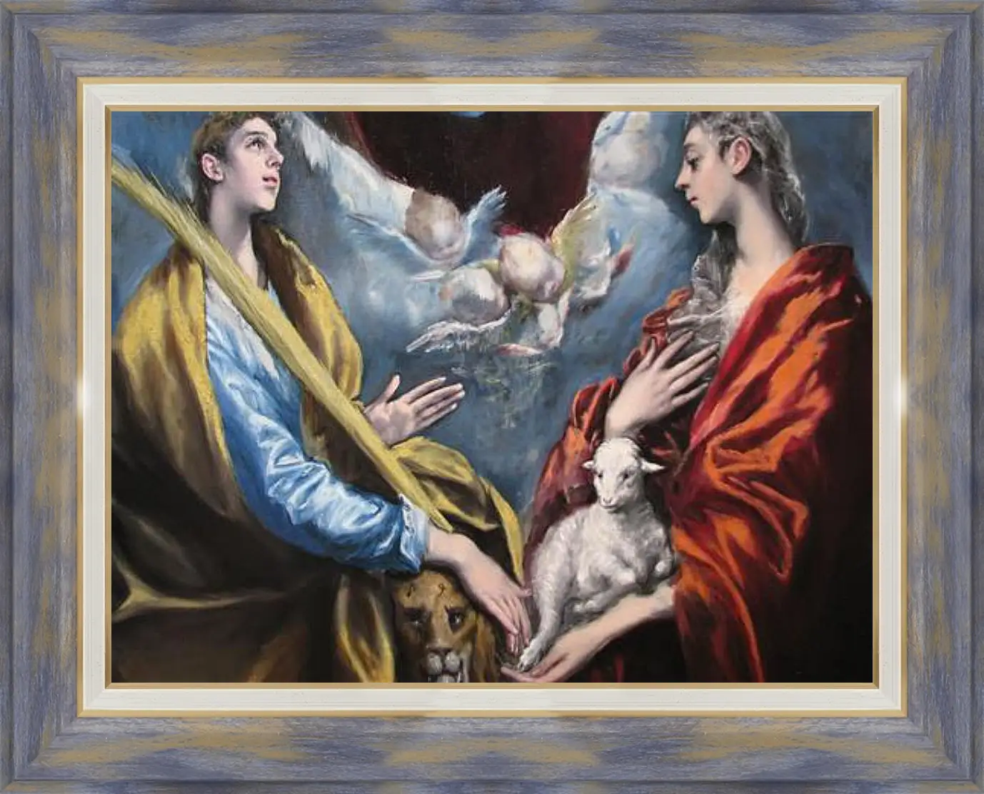 Картина в раме - Madonna and Child With Saint Martina and Saint Agnes. Эль Греко