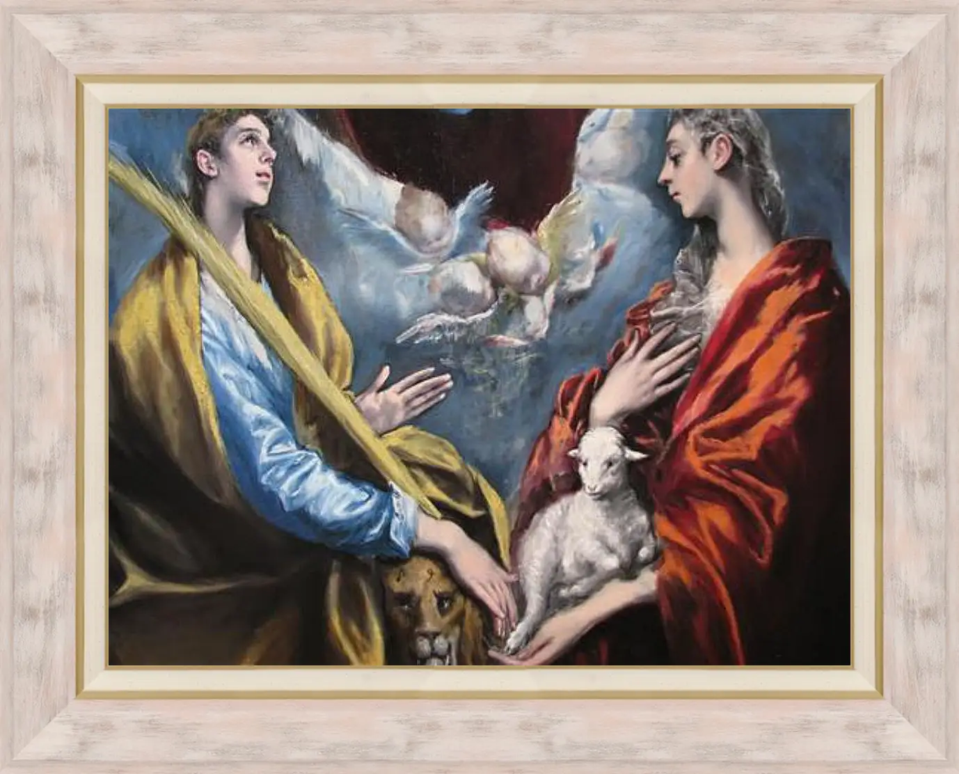 Картина в раме - Madonna and Child With Saint Martina and Saint Agnes. Эль Греко