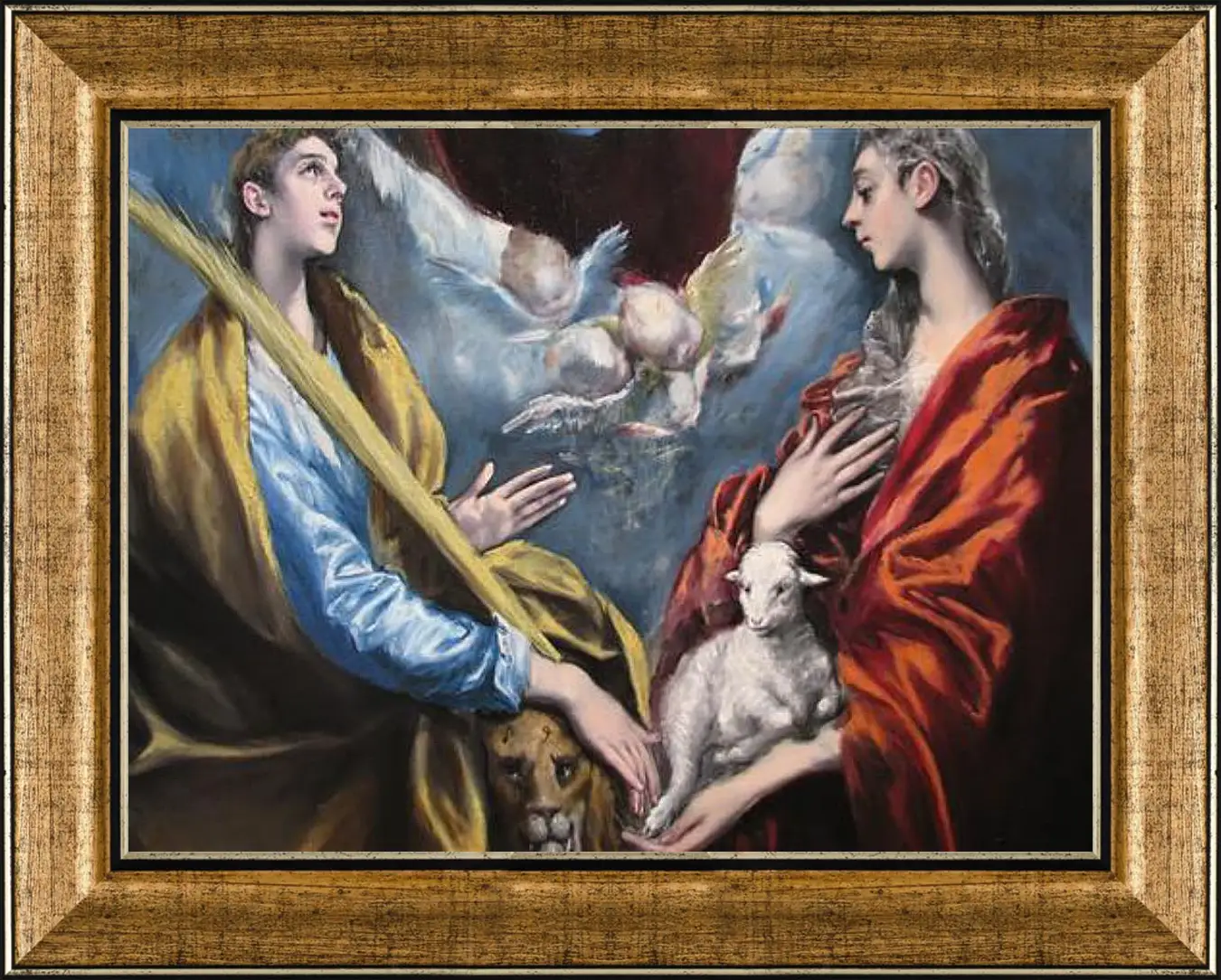 Картина в раме - Madonna and Child With Saint Martina and Saint Agnes. Эль Греко