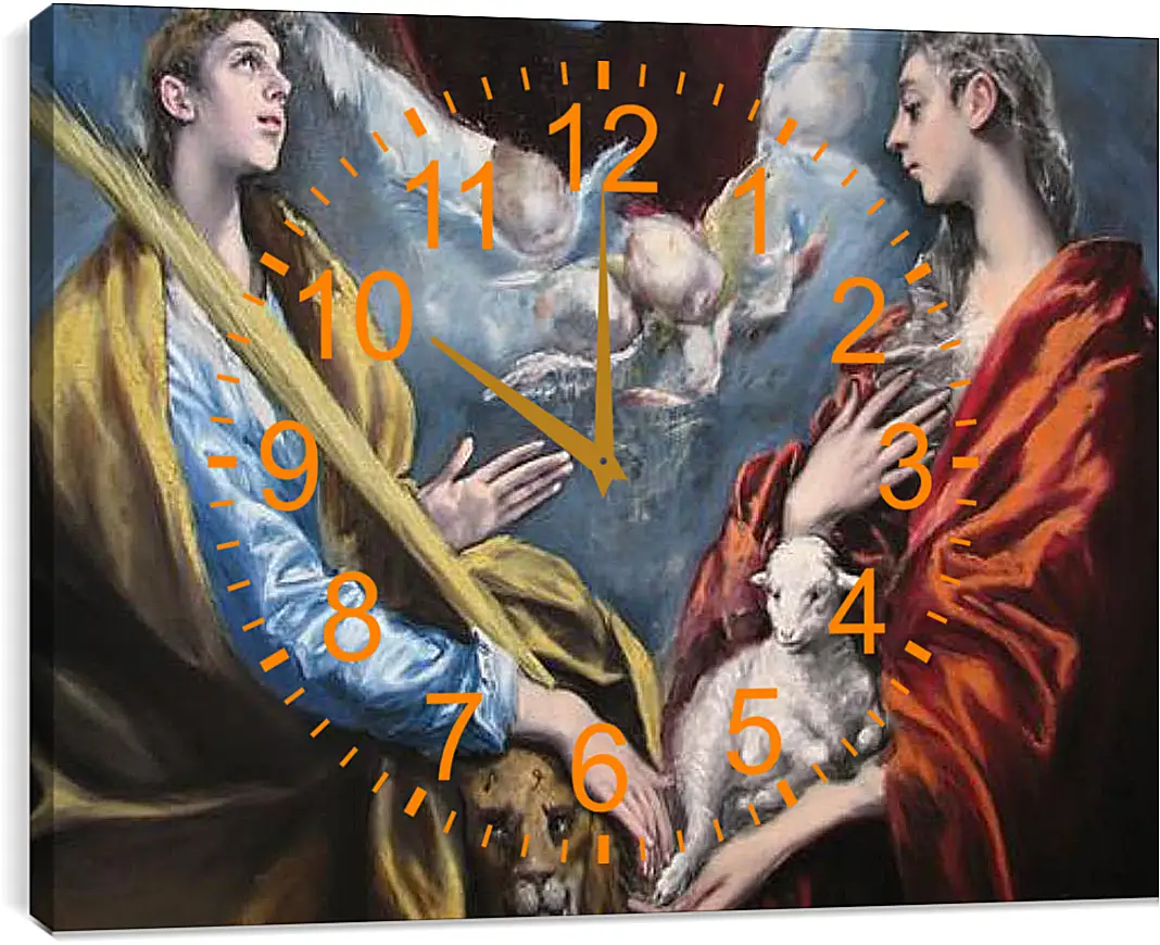 Часы картина - Madonna and Child With Saint Martina and Saint Agnes. Эль Греко