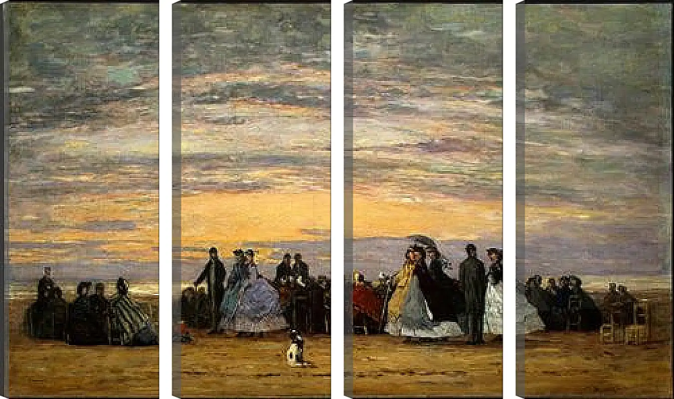 Модульная картина - The Beach at Villerville. Эжен Буден
