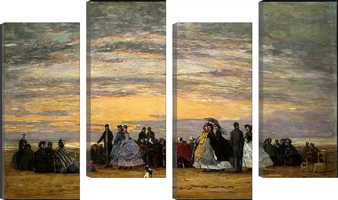 Модульная картина - The Beach at Villerville. Эжен Буден