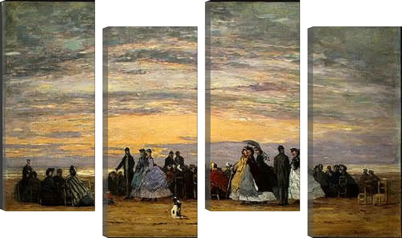Модульная картина - The Beach at Villerville. Эжен Буден