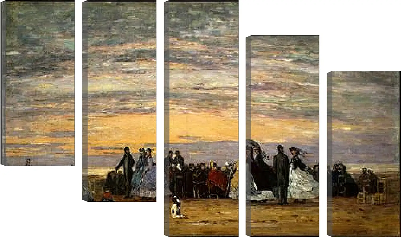 Модульная картина - The Beach at Villerville. Эжен Буден